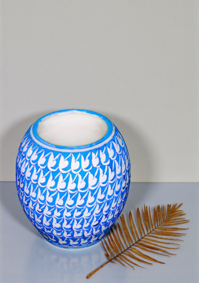 Blue Pottery Big Drum Vase