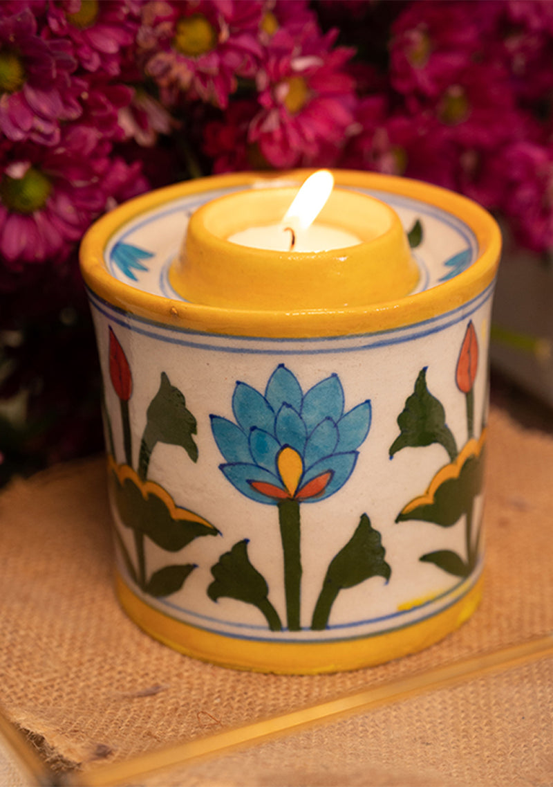 Mellow Blue Pottery Diffuser - Yellow