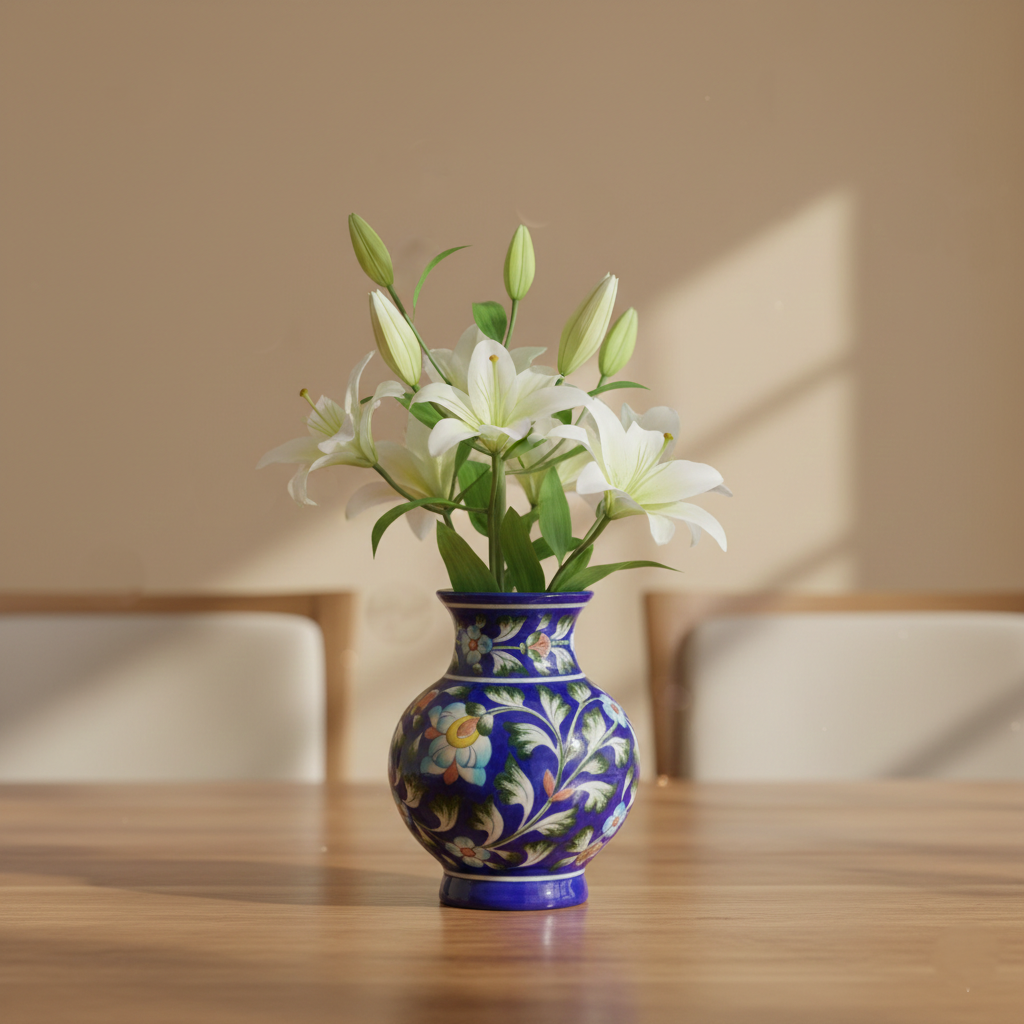 Blue Pottery Flower Vase – Blue
