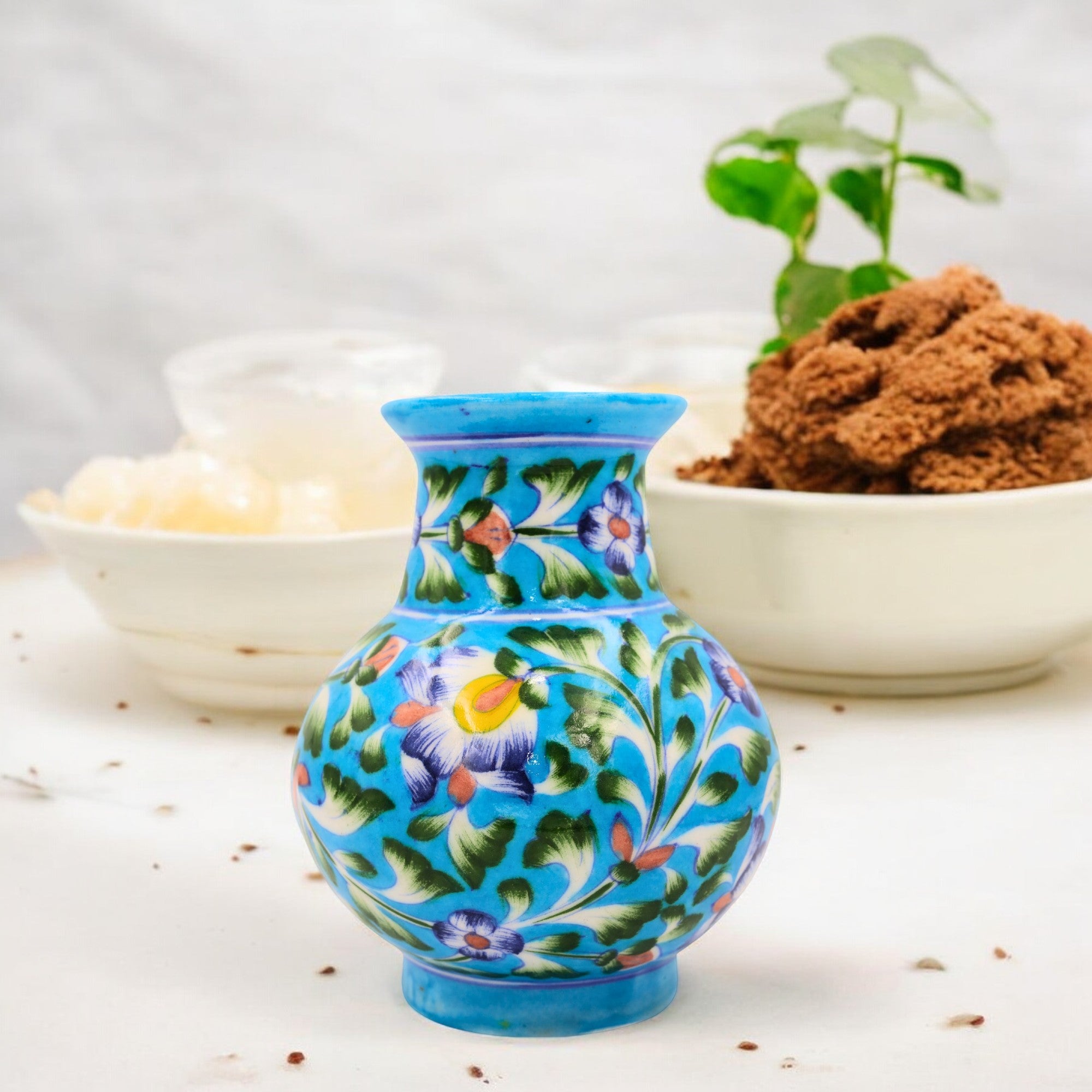 Blue Pottery Flower Vase – Turquoise