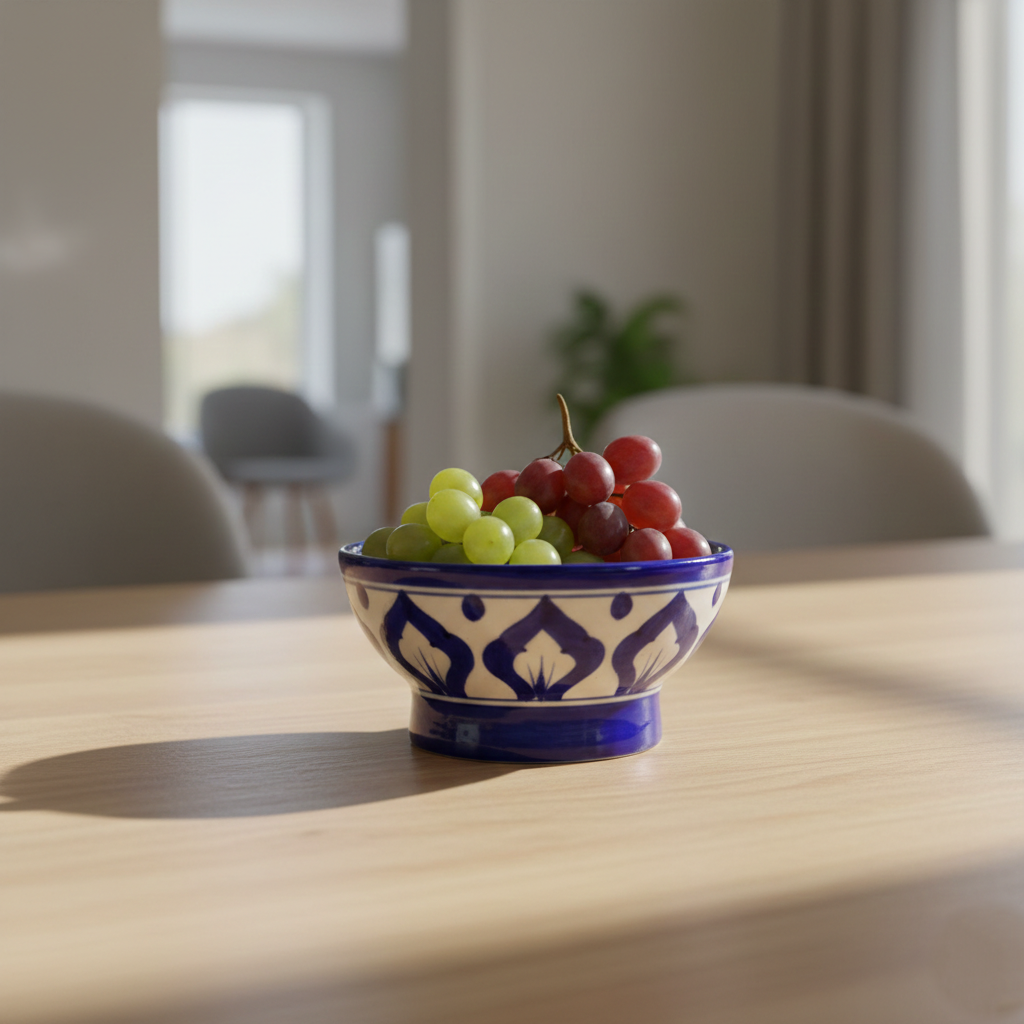 Blue Pottery Round Bowl - Blue