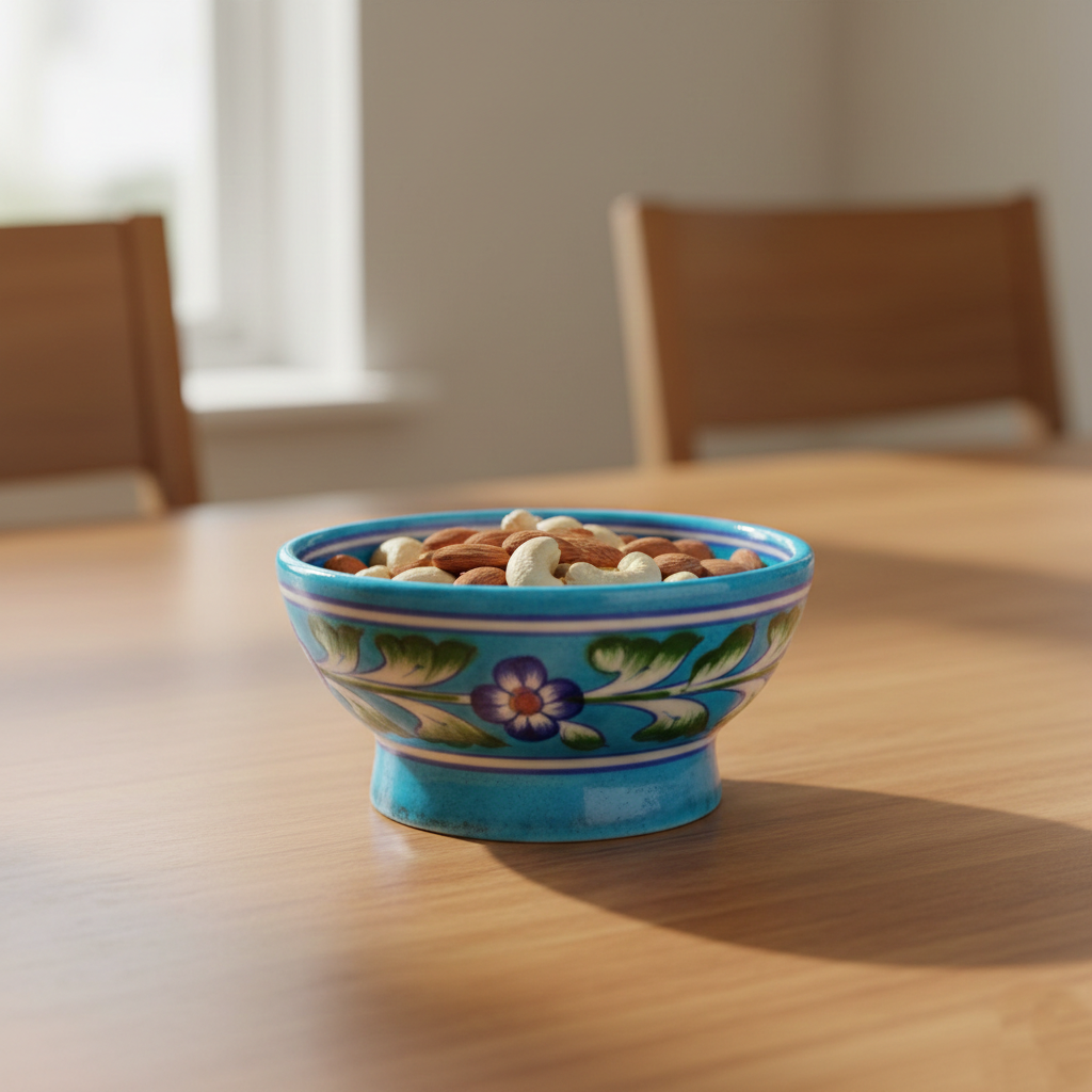 Blue Pottery Round Bowl - Turquoise Blue