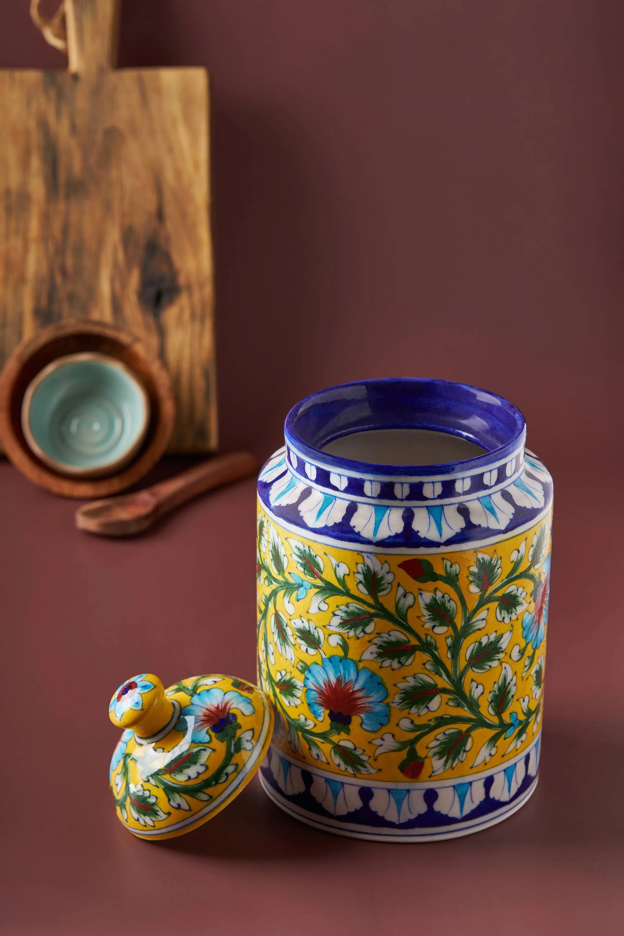 Motras Kitchen Canister Blue Pottery
