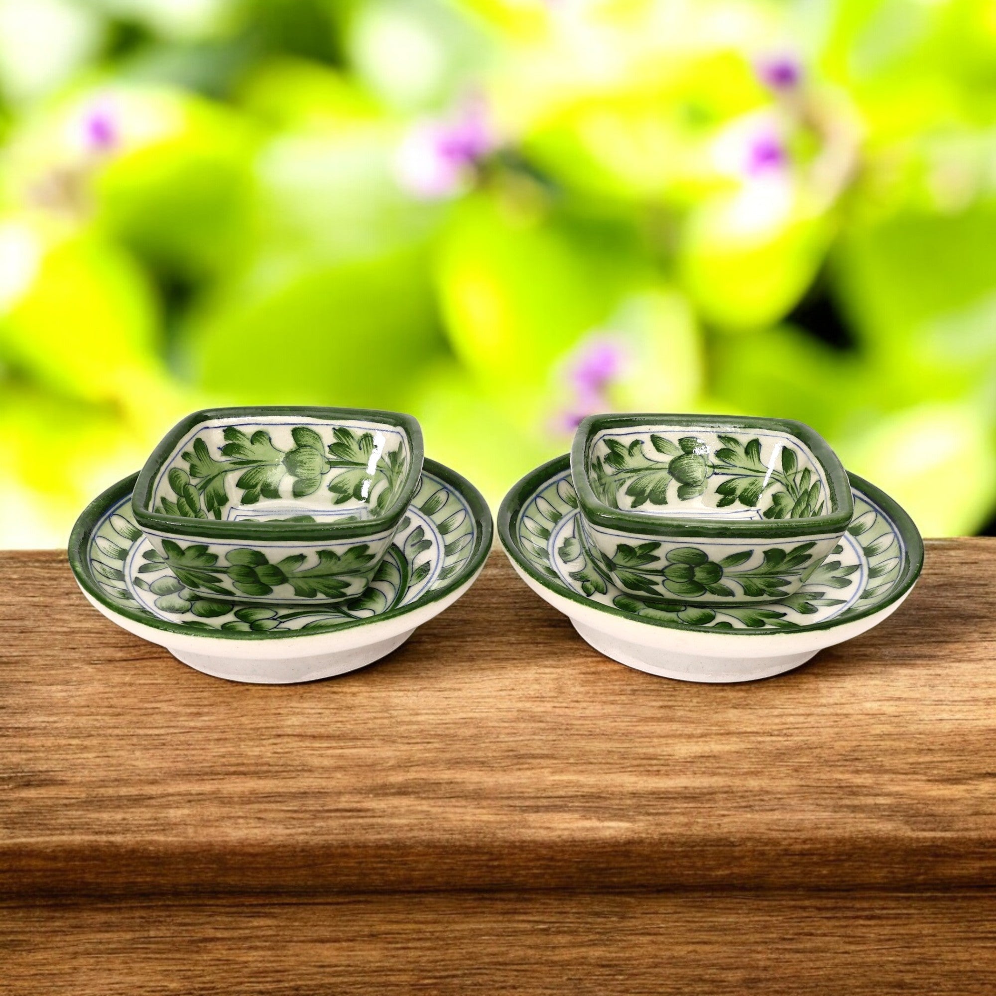 Handcrafted Blue Pottery Bowl & Plate Set – Elegant Jaipur Art for Dinnerware