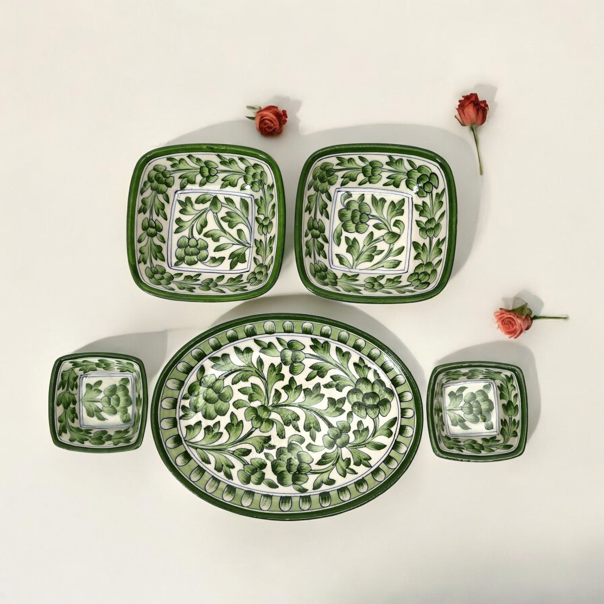 Handcrafted Blue Pottery Dinner Set – Traditional Elegance for Your Home