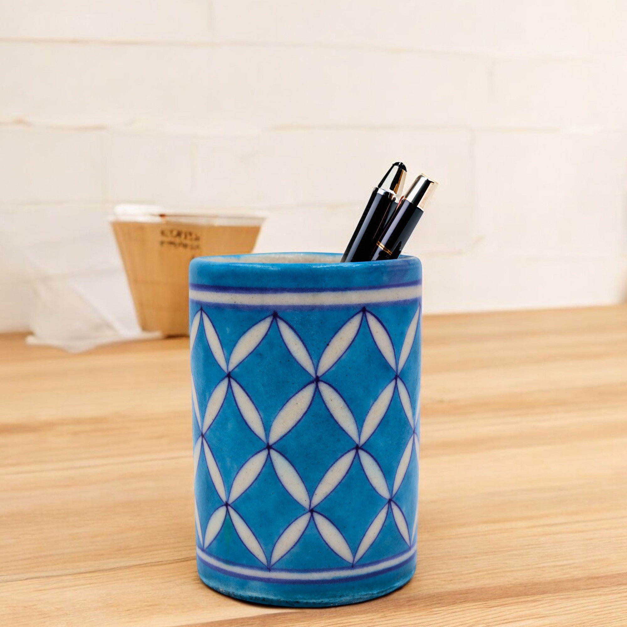 Blue Pottery Pen Holder - Turquoise