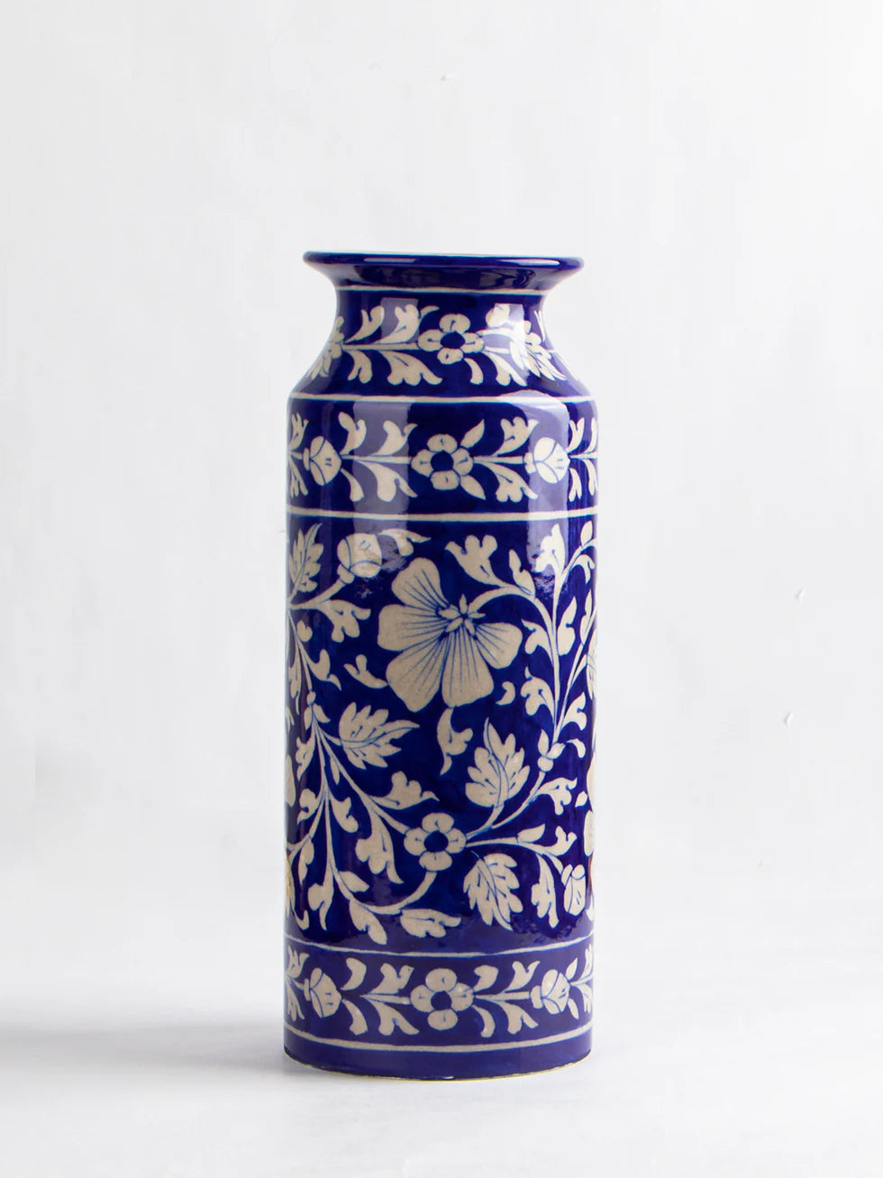 Handcrafted Blue Pottery Flower Vase - Blue